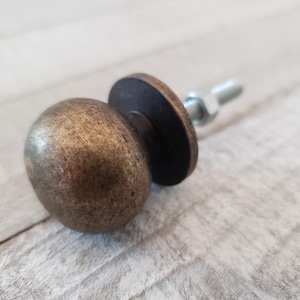 Victorian Ball Drawer Knobs, Antique Brass Handles, Round Gold Copper Dresser Drawer Pulls, Circle Vintage Inspired Kitchen Cabinet Handles
