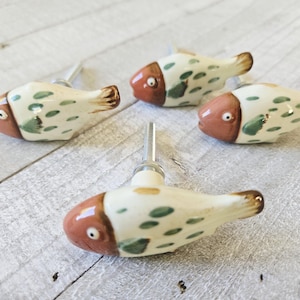 Set mit 4 Schubladengriffen in Fischform, maritime Dekoration, Seehaus- und Hüttendekoration
