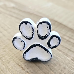 Paw Print Knobs, White Drawer Knobs, Distressed Knobs, Pet Decor, Dog Paw Pint, Cat Paw Print, Dresser Drawer Pulls, Desk Cabinet Handles