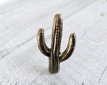 Gold Cactus Drawer Knob, Desert Decor, Vintage Inspired Knobs, Antique Brass, Classy Handles, Dresser Drawer Pulls, Desk Cabinet