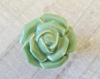 Ceramic Flower Knobs, Green Rose Drawer Knobs, Vintage Inspired Knobs, Farmhouse Handles, Dresser Drawer Pulls, Desk Cabinet