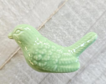 Green Bird Knob, Drawer Knobs, Dresser Handles, Bird Decor