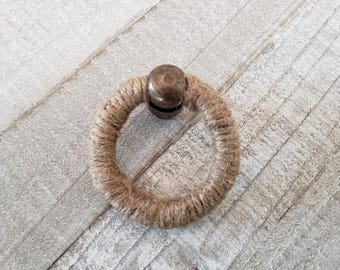 Jute Ring Drawer Pulls, Rope Handles, Drawer Pulls, Nautical Knobs, Modern Dresser Drawer, Desk Cabinet