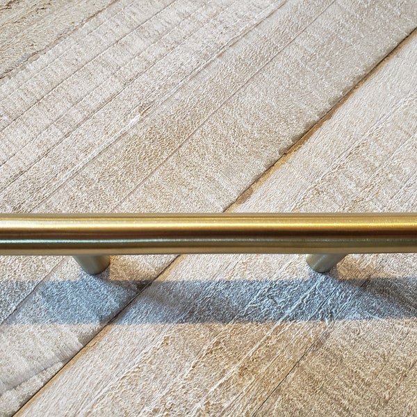 Bar Drawer Pulls, Satin Brass Handles, Gold Dresser Drawer Pulls, Contemporary Kitchen Cabinet Handles, 3", 76mm