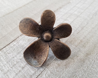 Puxador de Gaveta em Formato de Flor, Puxadores Inspirados em Bronze Vintage, Latão Antigo, Puxadores Estilo Fazenda, Puxadores para Gaveta de Cômoda, Armário de Escrivaninha