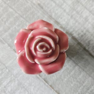 Ceramic Flower Knobs, Pink Rose Drawer Knobs, Vintage Inspired Knobs, Farmhouse Handles, Dresser Drawer Pulls, Desk Cabinet