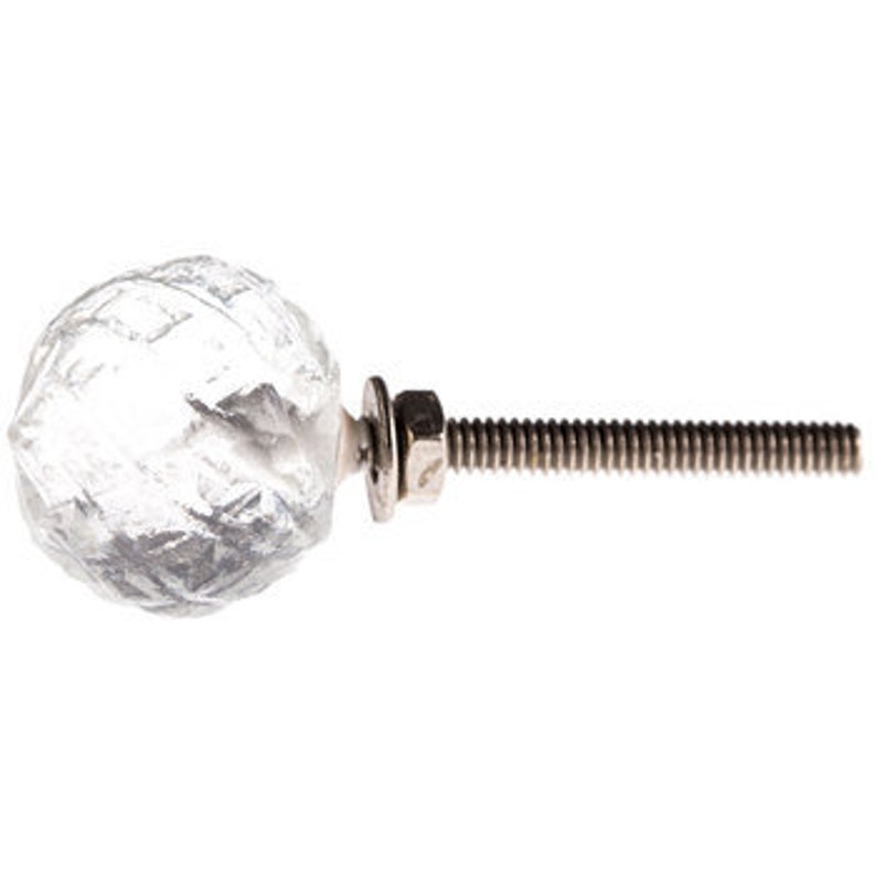Etched Glass Knobs Clear Round Knobs Ball Knobs Crystal Etsy