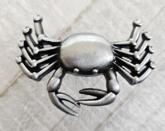 Silver Crab Knobs, Nautical Handles, Ocean Dresser Drawer Pulls, Beach House Decor
