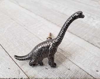 Brontosaurus Drawer Knob: Metal Dinosaur Decor Handle