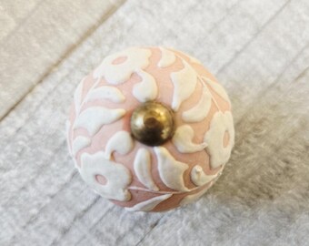 Puxadores de cerâmica em formato de flor, puxadores de gaveta rosa e branco, puxadores de gaveta femininos