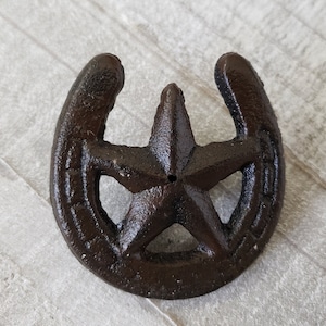 Horseshoe Drawer Knobs, Western Knobs, Rustic Knobs, Farmhouse Handles, Cabin Dresser Drawer Pulls, Western Star Decor Cabinet Handles, 2&quot;