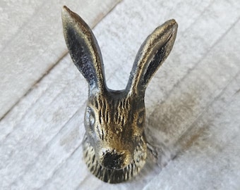 Antique Brass Rabbit Drawer Knob, Easter Decor, Spring Decor