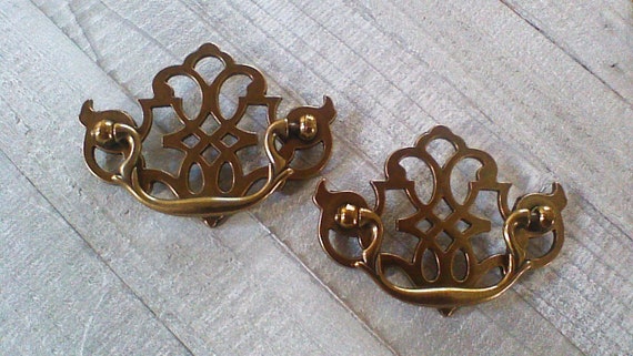 Victorian Drawer Pulls Antique Brass Handles Gold Copper Etsy