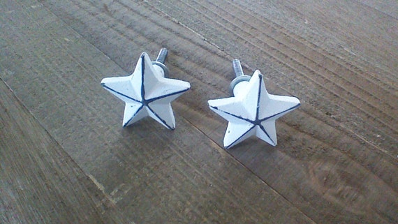 Star Knobs Star Decor Handles White Distressed Dresser Etsy