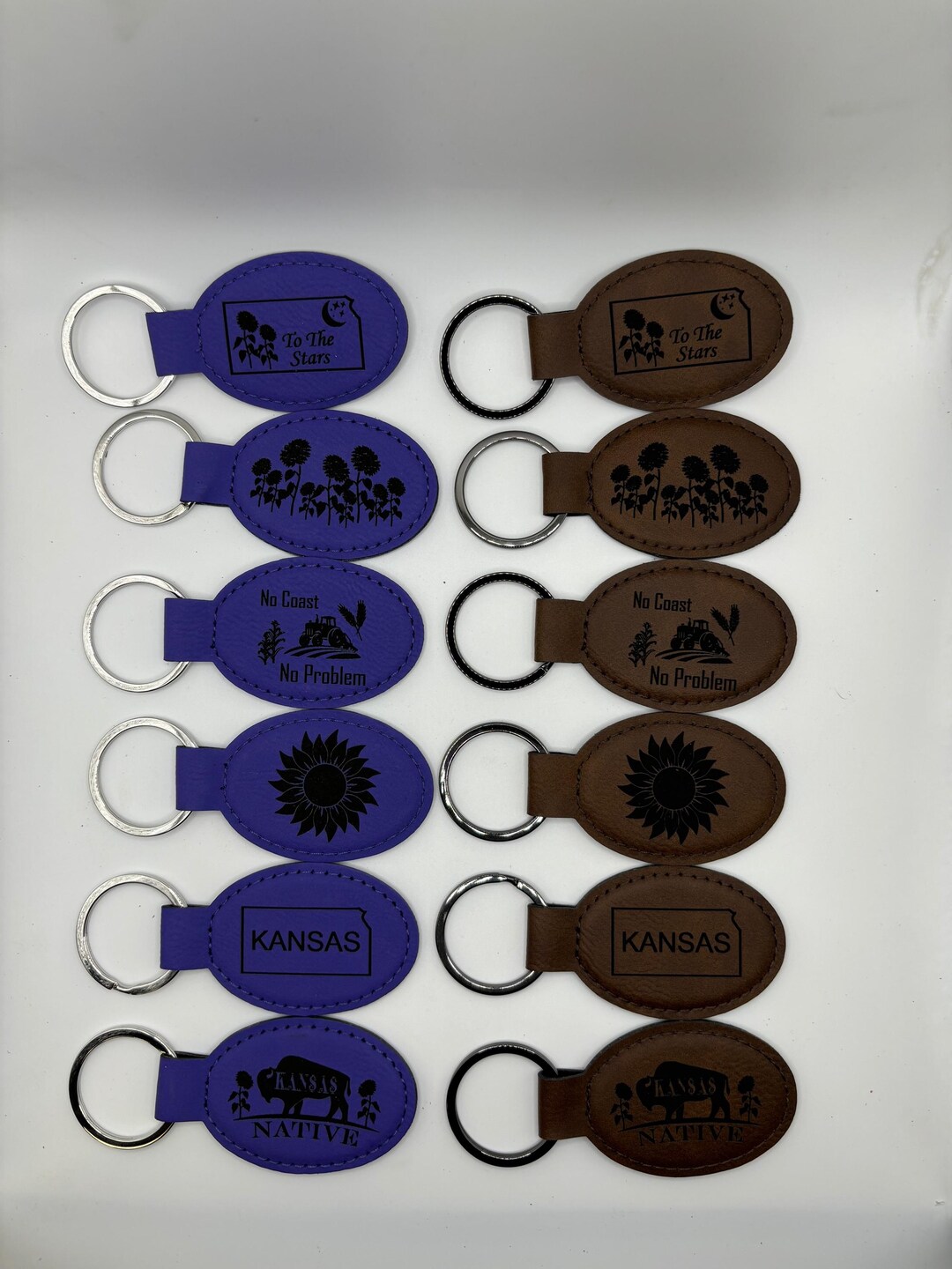 Kansas Themed Leather Key Chain - Etsy