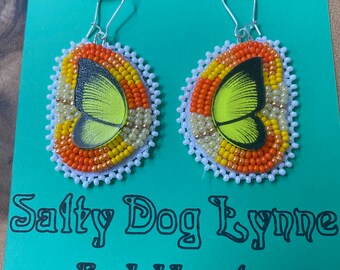 Handmade butterfly earrings. Indigenous.