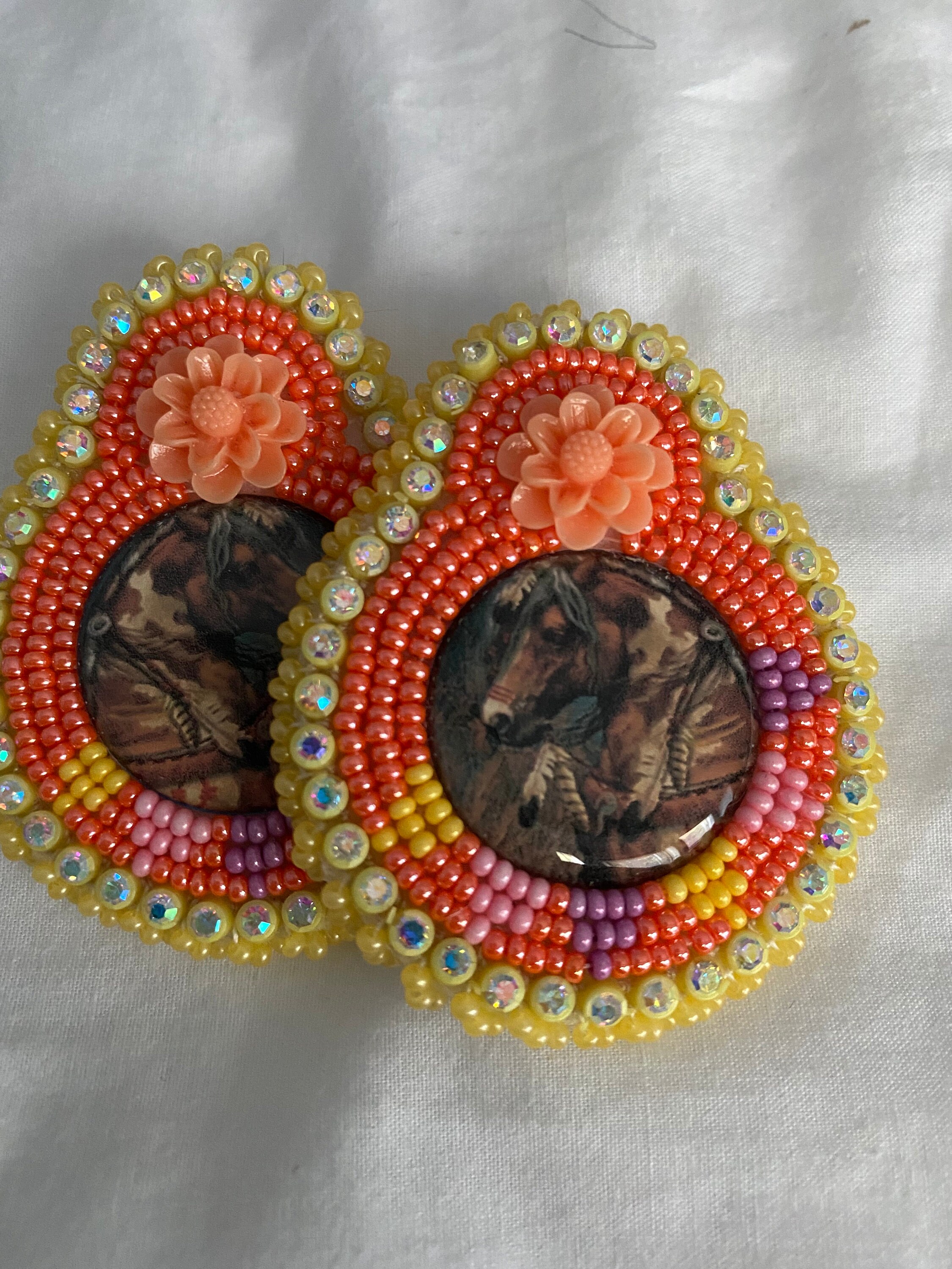 Handmade Beaded Earrings. Indigenous Beading. Powwow Earrings