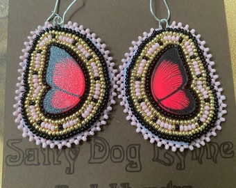 Handmade beaded earrings. Butterfly