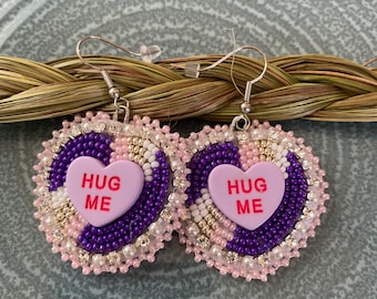 Handmade beaded earrings. Candy hearts