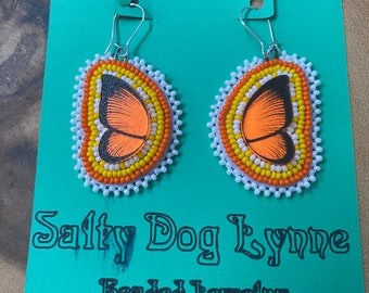 Handmade beaded earrings. Butterfly