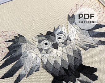 Owl geometric embroidery pattern