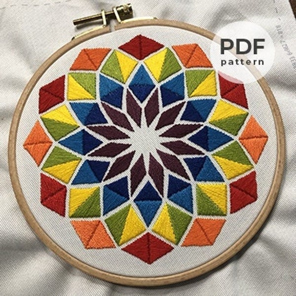 Rhombus geometric embroidery pattern