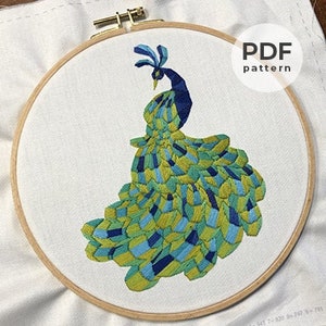 Peacock 2 geometric embroidery pattern