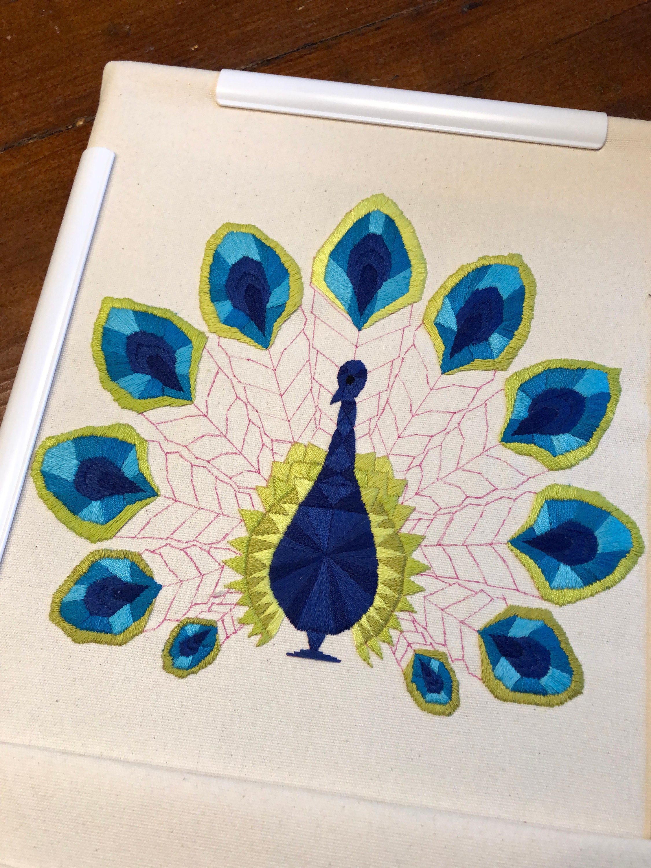 Peacock Geometric Embroidery Pattern - Etsy