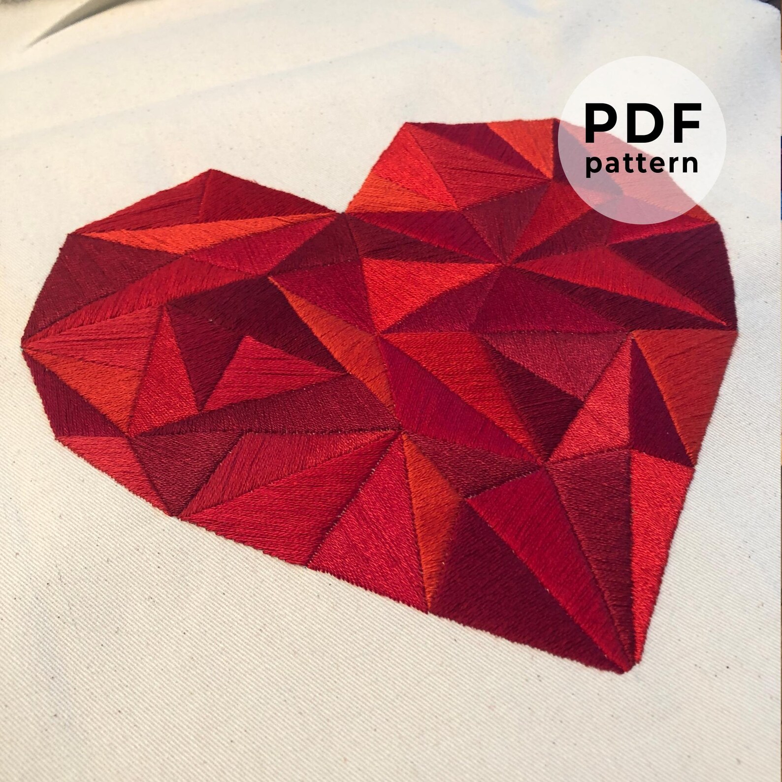 Image showcasing Heart Geometric Embroidery Pattern - Etsy