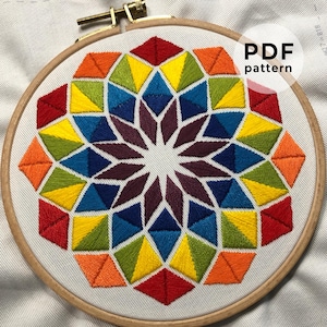 菱形の幾何学的な刺繍模様