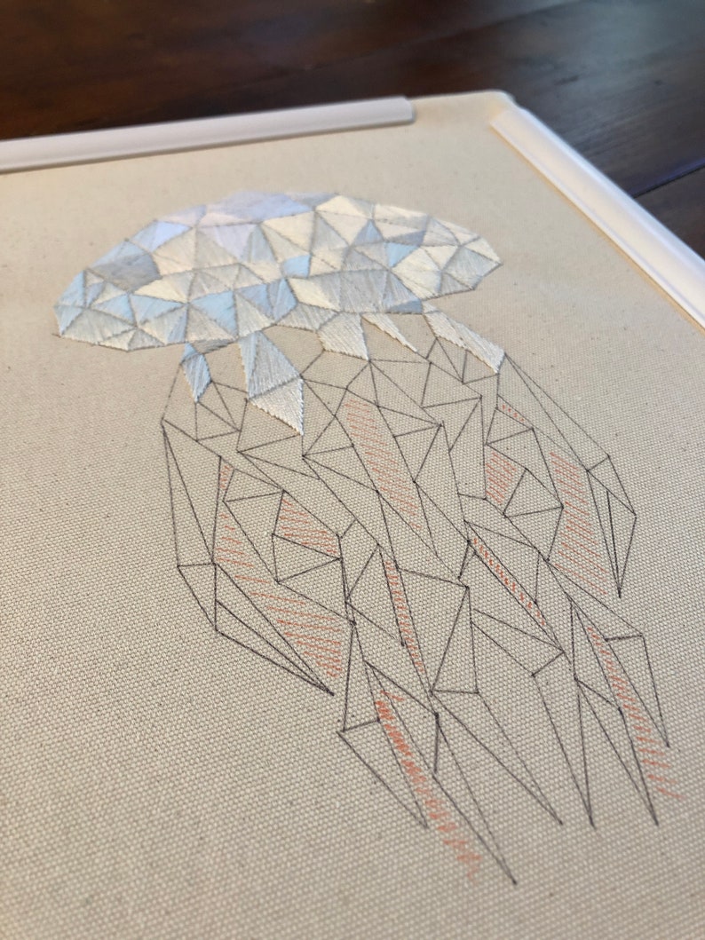 Jellyfish geometric embroidery pattern | Etsy