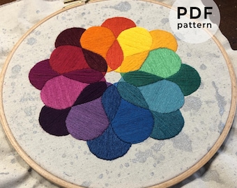 Rainbow flower embroidery pattern