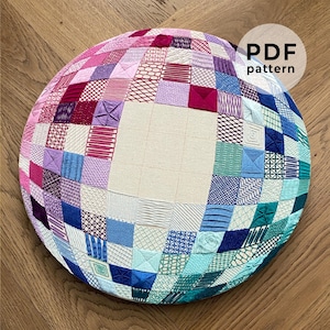 Muestrario de patrones de bola de discoteca con bordado crewel