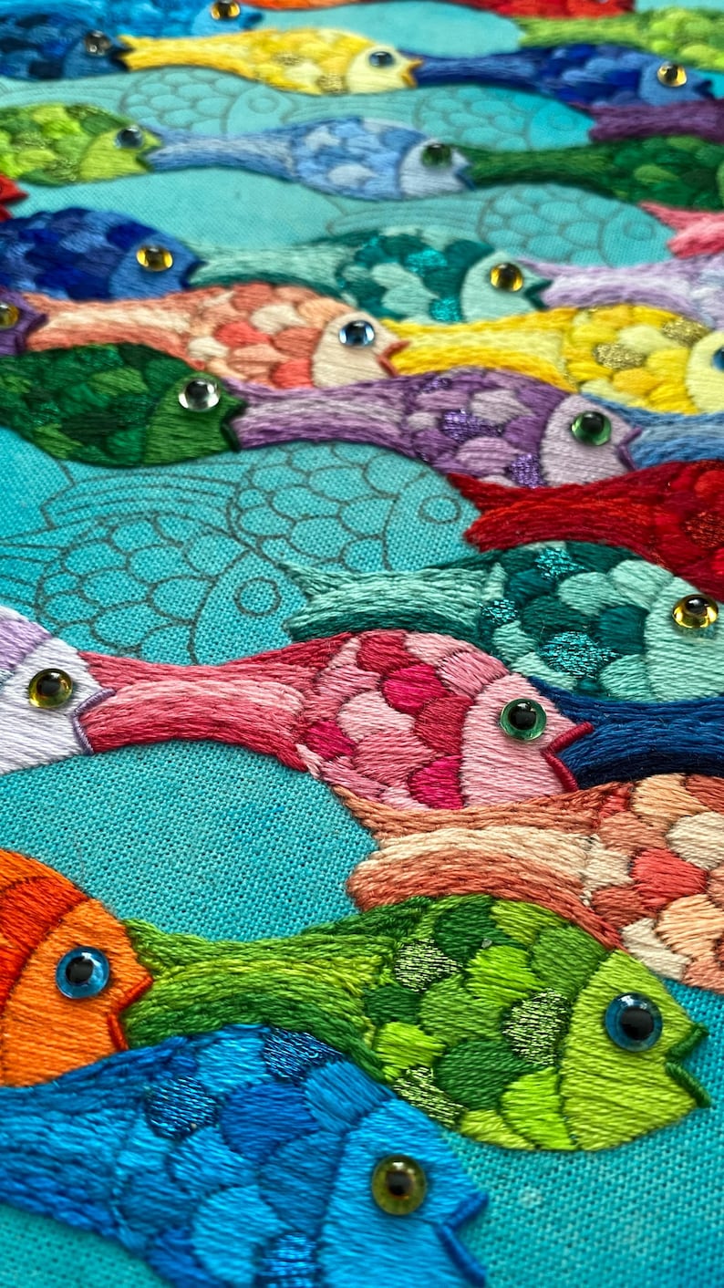 Embroidered Fish Pattern Embroidery Pattern: Fishes (digital Download) - Etsy