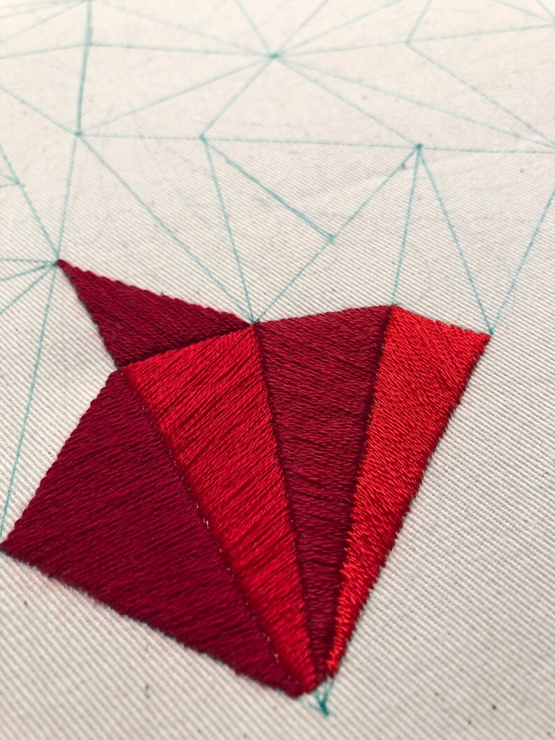 Image showcasing Heart Geometric Embroidery Pattern - Etsy