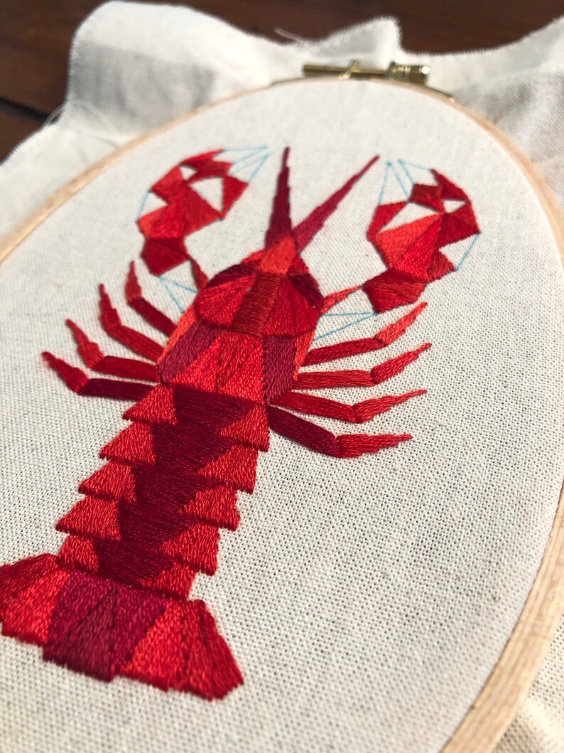 Lobster geometric embroidery nwcvq  etsy Lobster geometric embroidery nwcvq  etsy