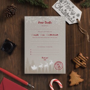 Carta de Navidad a Papá Noel en PDF imprimible 2020 - Descargue instantáneamente una carta a Papá Noel - actividad para niños - ¡crea un recuerdo!