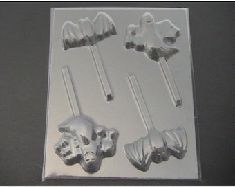 2451 Halloween Ghost Bat Chocolate Candy Lollipop Mold