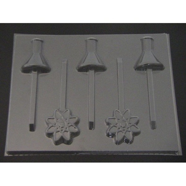 3557 Science Set Beaker Flask Atom Chocolate Candy Lollipop Mold