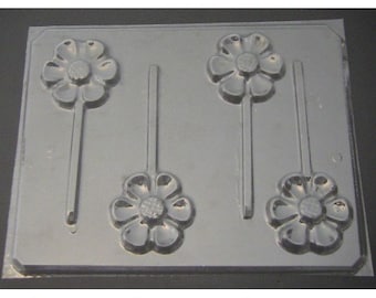 524 Retro Flower Spring Chocolate Candy Lollipop Mold
