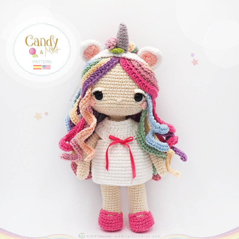 Amigurumi Unicorn Doll / Tarturumies Crochet Pattern PDF Candy & Mint image 2