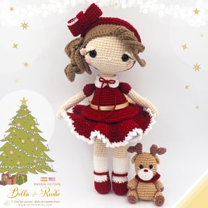 Christmas Doll Bella and Rudie the Reindeer Tarturumies Crochet Pattern PDF Spanish English image 1