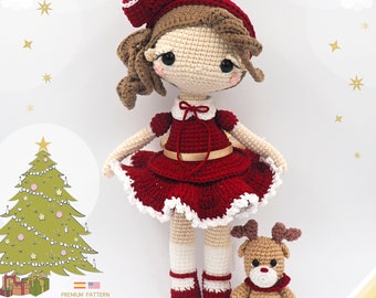 Christmas Doll Bella and Rudie the Reindeer • Tarturumies Crochet Pattern PDF (Spanish - English)