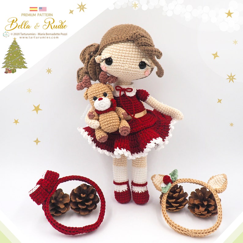 Christmas Doll Bella and Rudie the Reindeer Tarturumies Crochet Pattern PDF Spanish English image 6