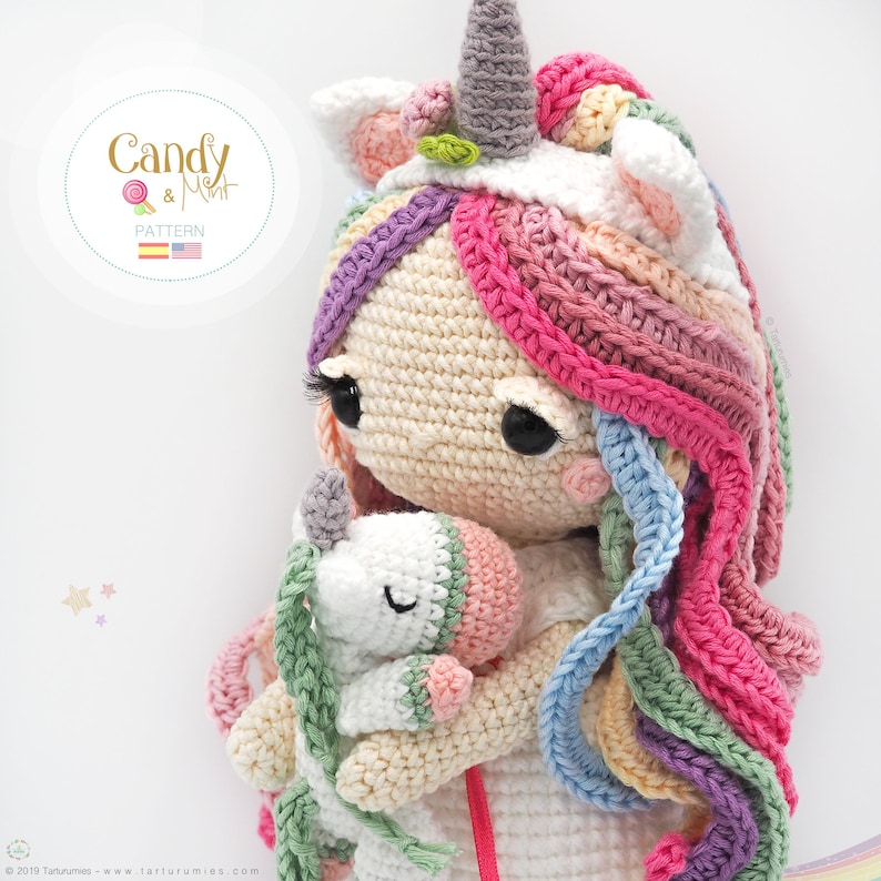 Amigurumi Unicorn Doll / Tarturumies Crochet Pattern PDF Candy & Mint image 4