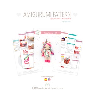 Amigurumi Unicorn Doll / Tarturumies Crochet Pattern PDF Candy & Mint image 6