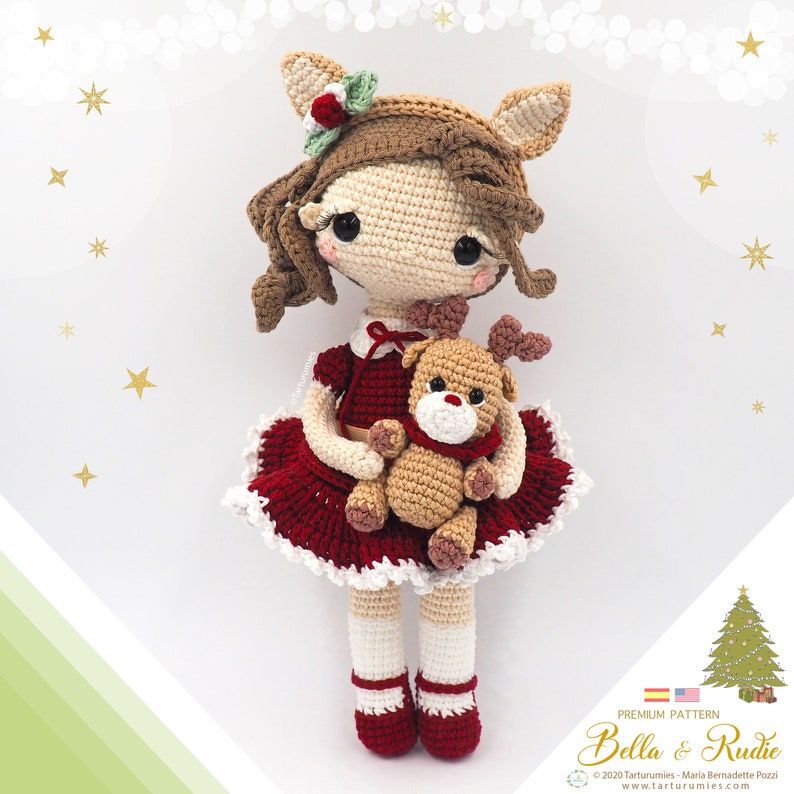 Christmas Doll Bella and Rudie the Reindeer Tarturumies Crochet Pattern PDF Spanish English image 3
