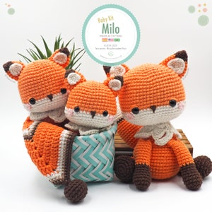 Amigurumi Baby Kit Fox Milo fox, baby blanket and rattle / Tarturumies Crochet Pattern PDF Spanish English Portuguese image 4