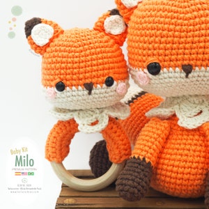 Amigurumi Baby Kit Fox Milo fox, baby blanket and rattle / Tarturumies Crochet Pattern PDF Spanish English Portuguese image 2