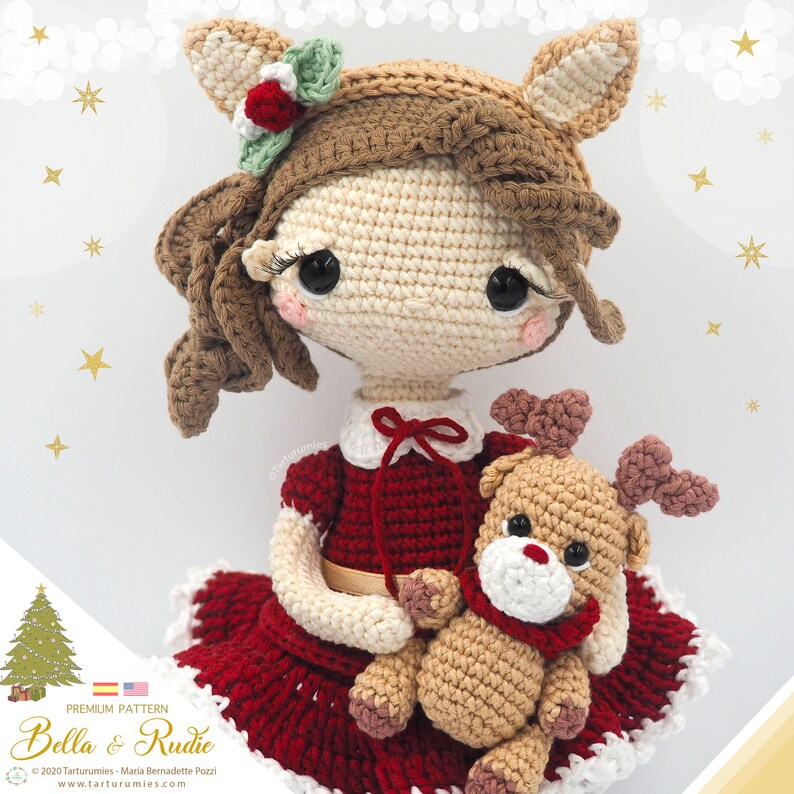 Christmas Doll Bella and Rudie the Reindeer Tarturumies Crochet Pattern PDF Spanish English image 7